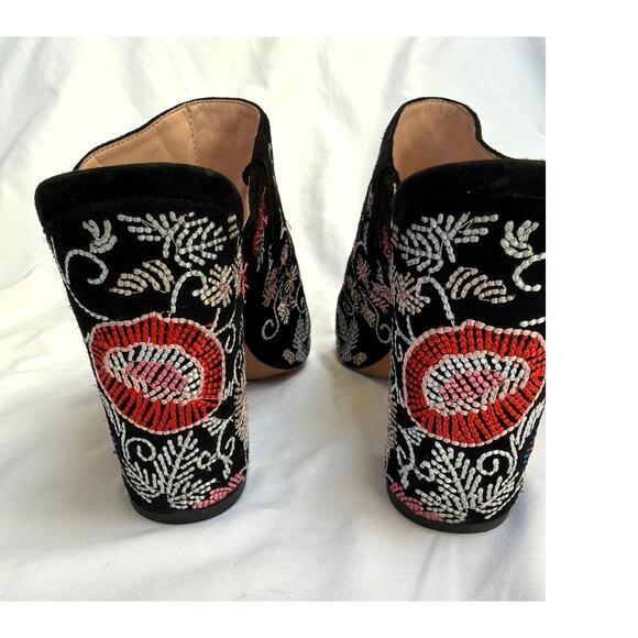 Anthropologie Avec Les Filles Margaux Floral Embroidered Black Suede Mules, 9.5 - Picture 4 of 5